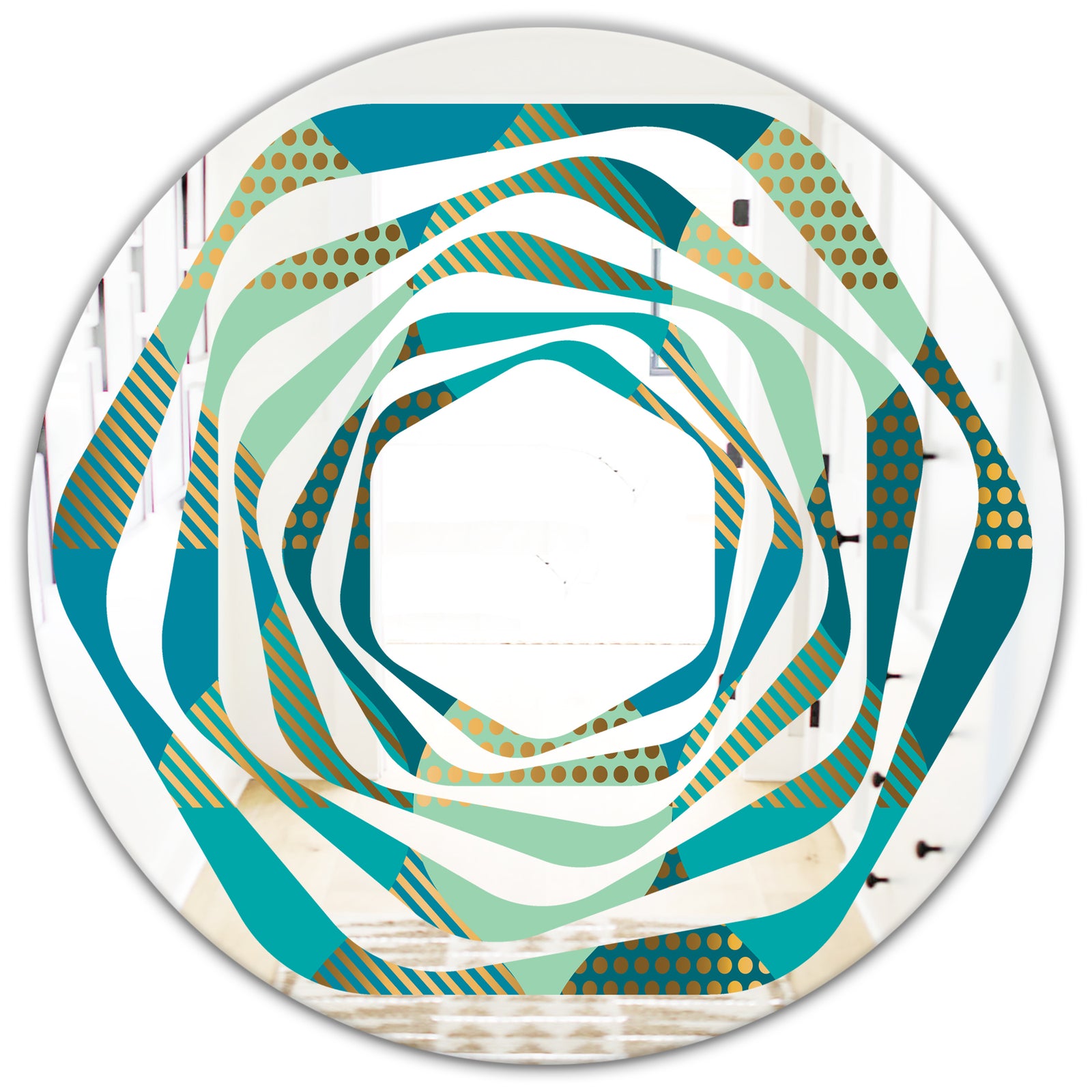 Luxury Retro Drops I - Modern Round or Oval Wall Mirror - Whirl