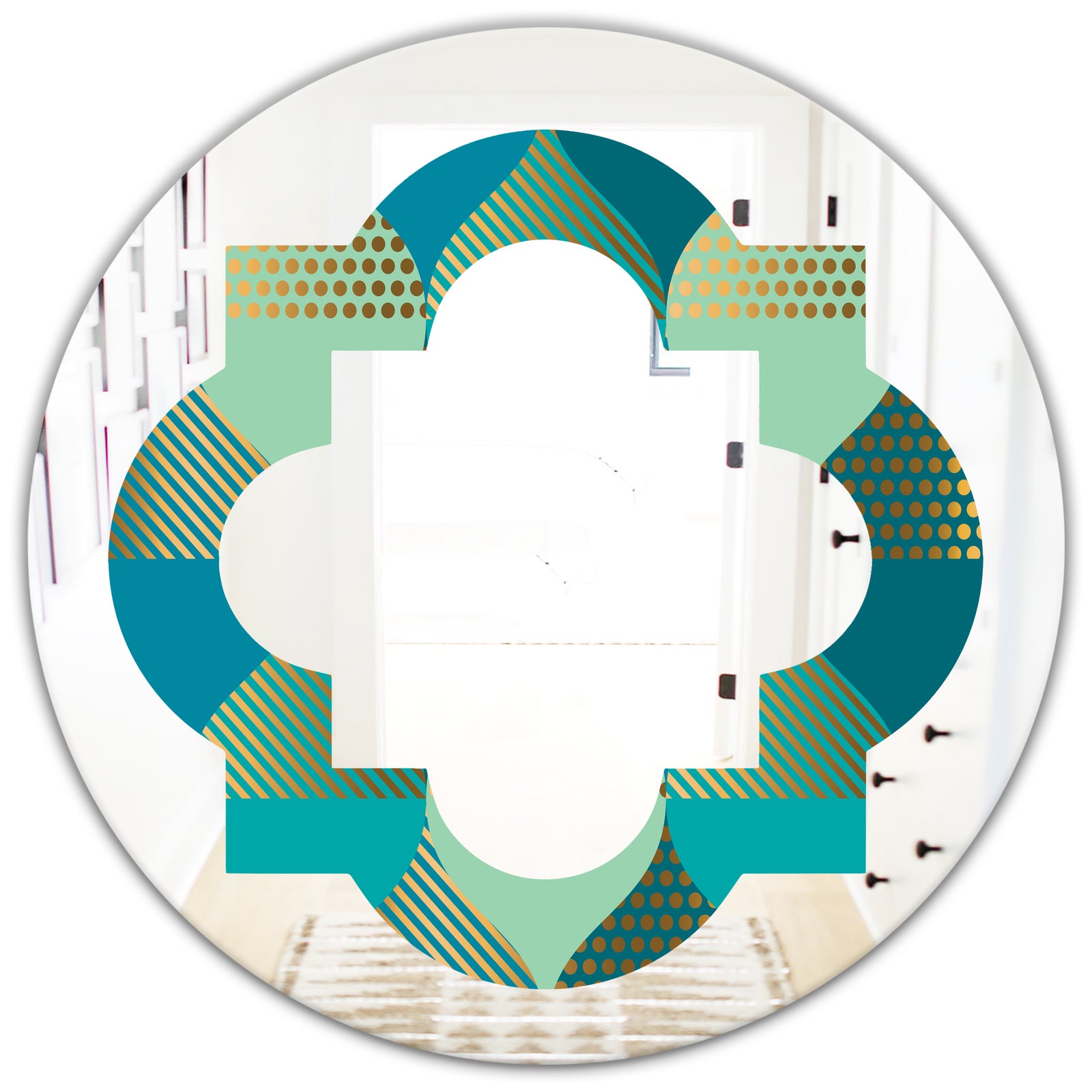 Luxury Retro Drops I - Modern Round or Oval Wall Mirror - Quatrefoil