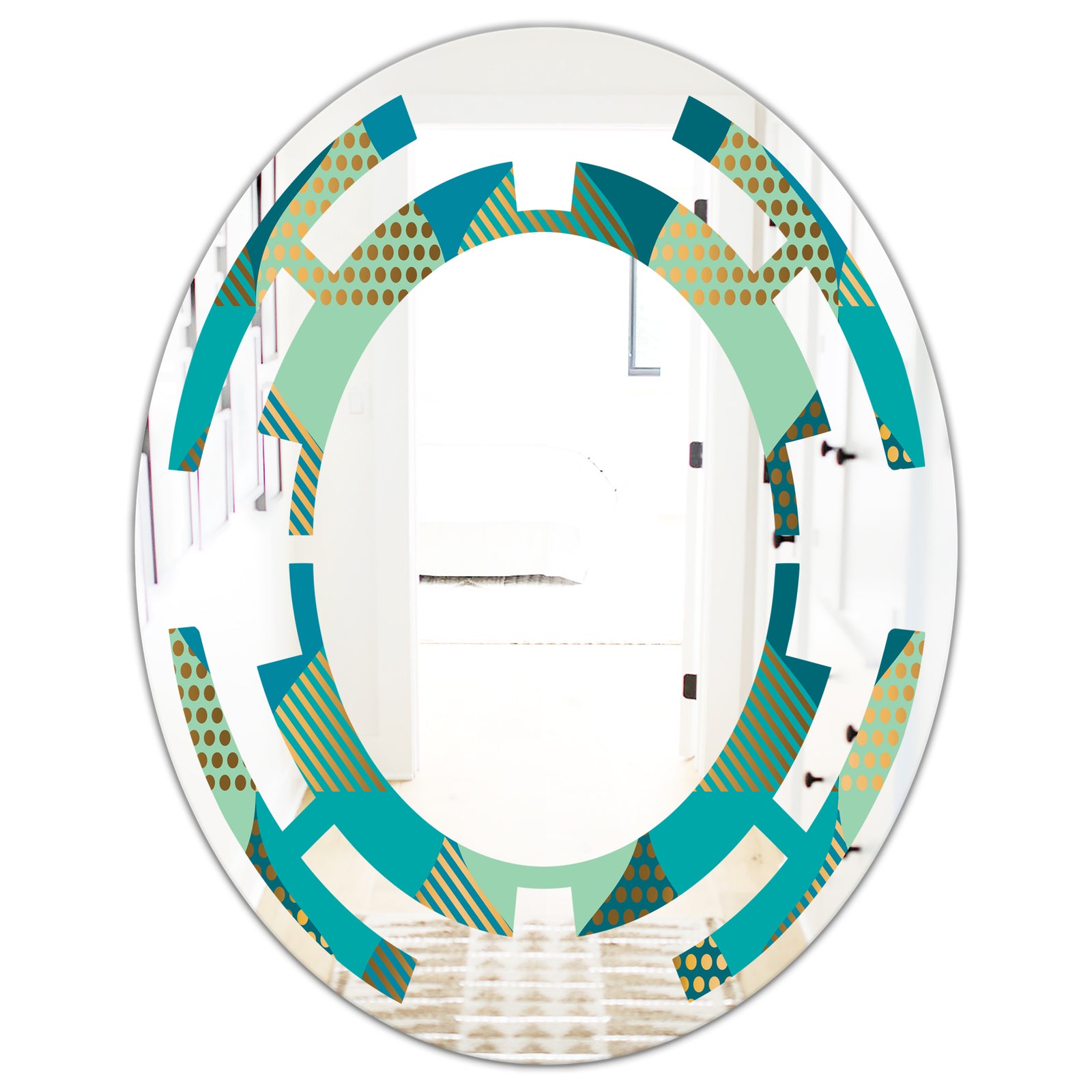 Luxury Retro Drops I - Modern Round or Oval Wall Mirror - Space