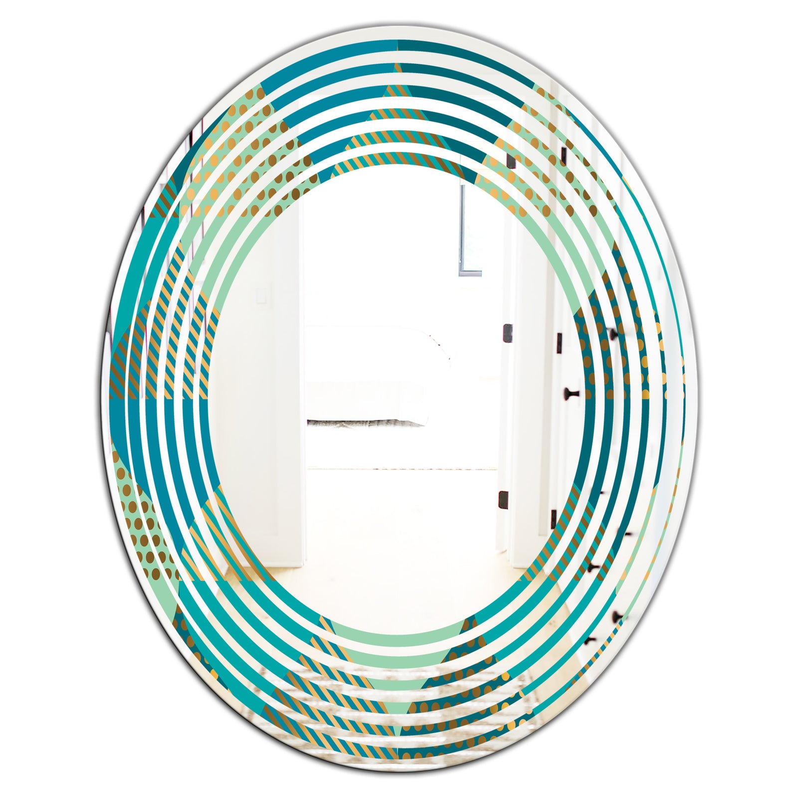 Luxury Retro Drops I - Modern Round or Oval Wall Mirror - Wave