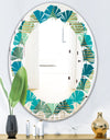 Luxury Retro Drops I - Modern Round or Oval Wall Mirror - Leaves