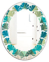Luxury Retro Drops I - Modern Round or Oval Wall Mirror - Leaves
