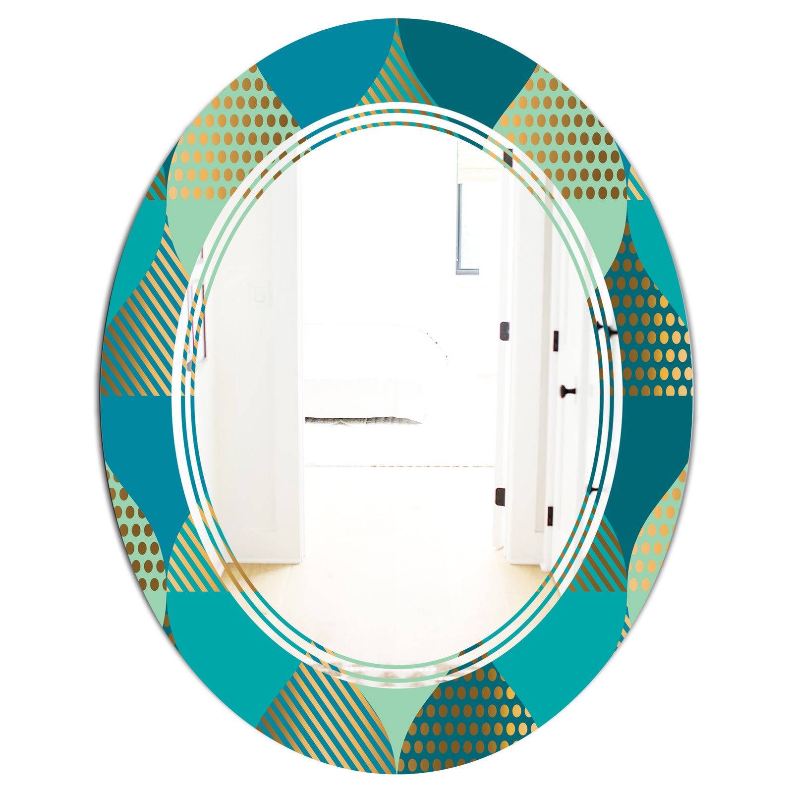 Luxury Retro Drops I - Modern Round or Oval Wall Mirror - Triple C