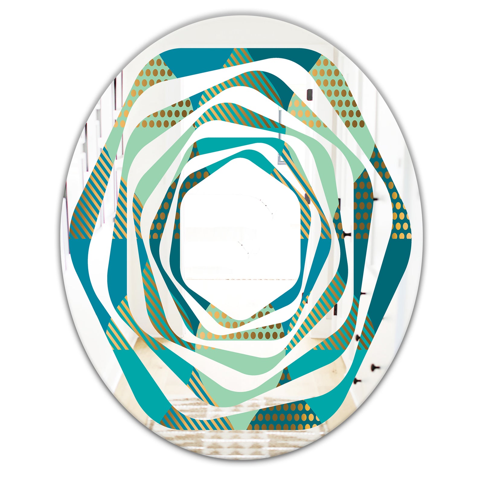 Luxury Retro Drops I - Modern Round or Oval Wall Mirror - Whirl
