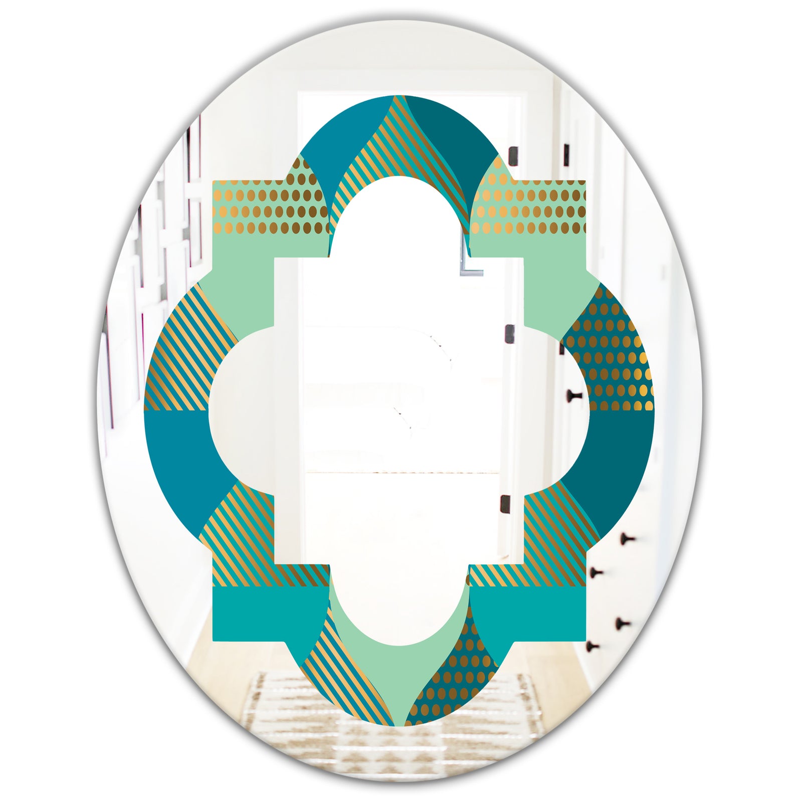 Luxury Retro Drops I - Modern Round or Oval Wall Mirror - Quatrefoil