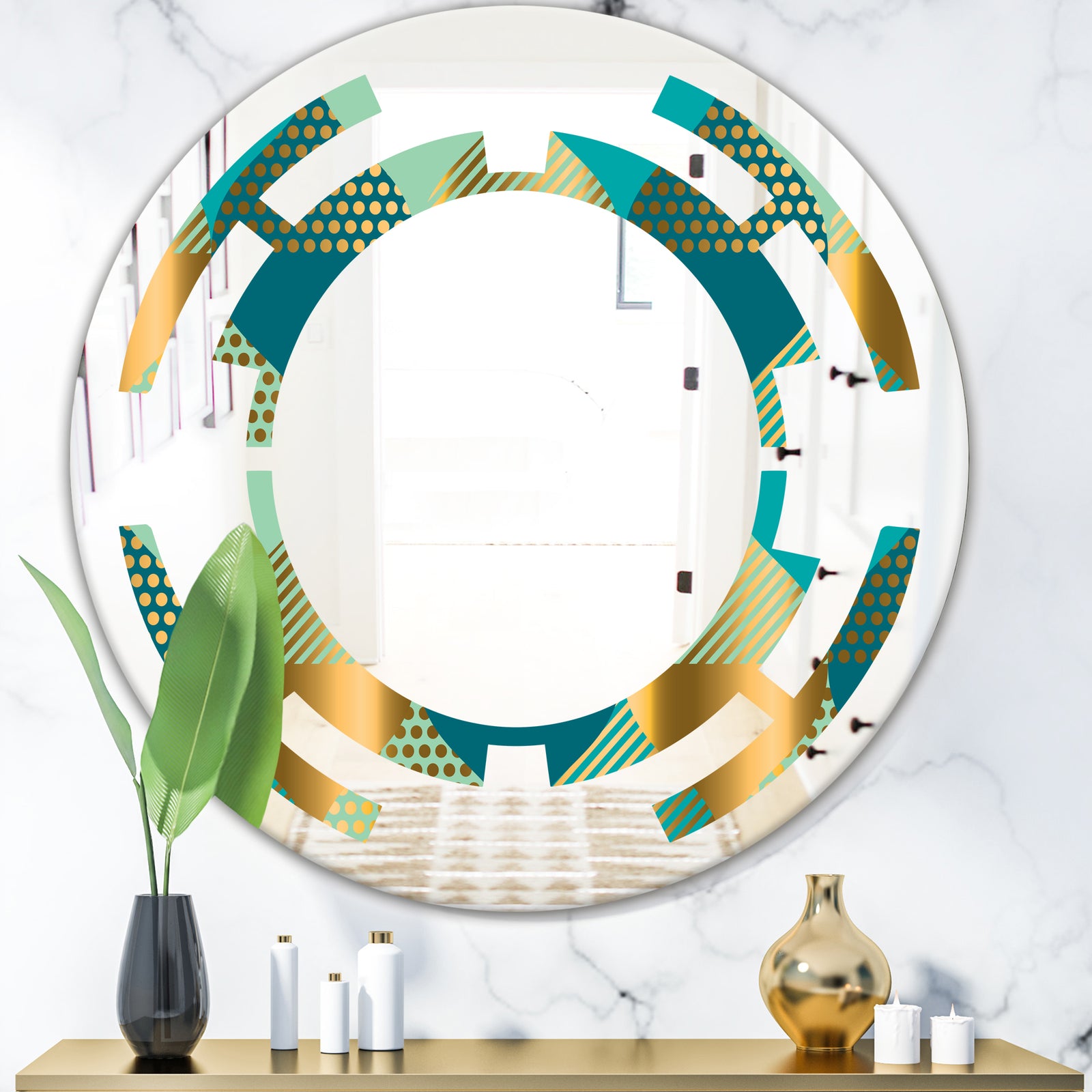 Luxury Retro Drops II - Modern Round or Oval Wall Mirror - Space