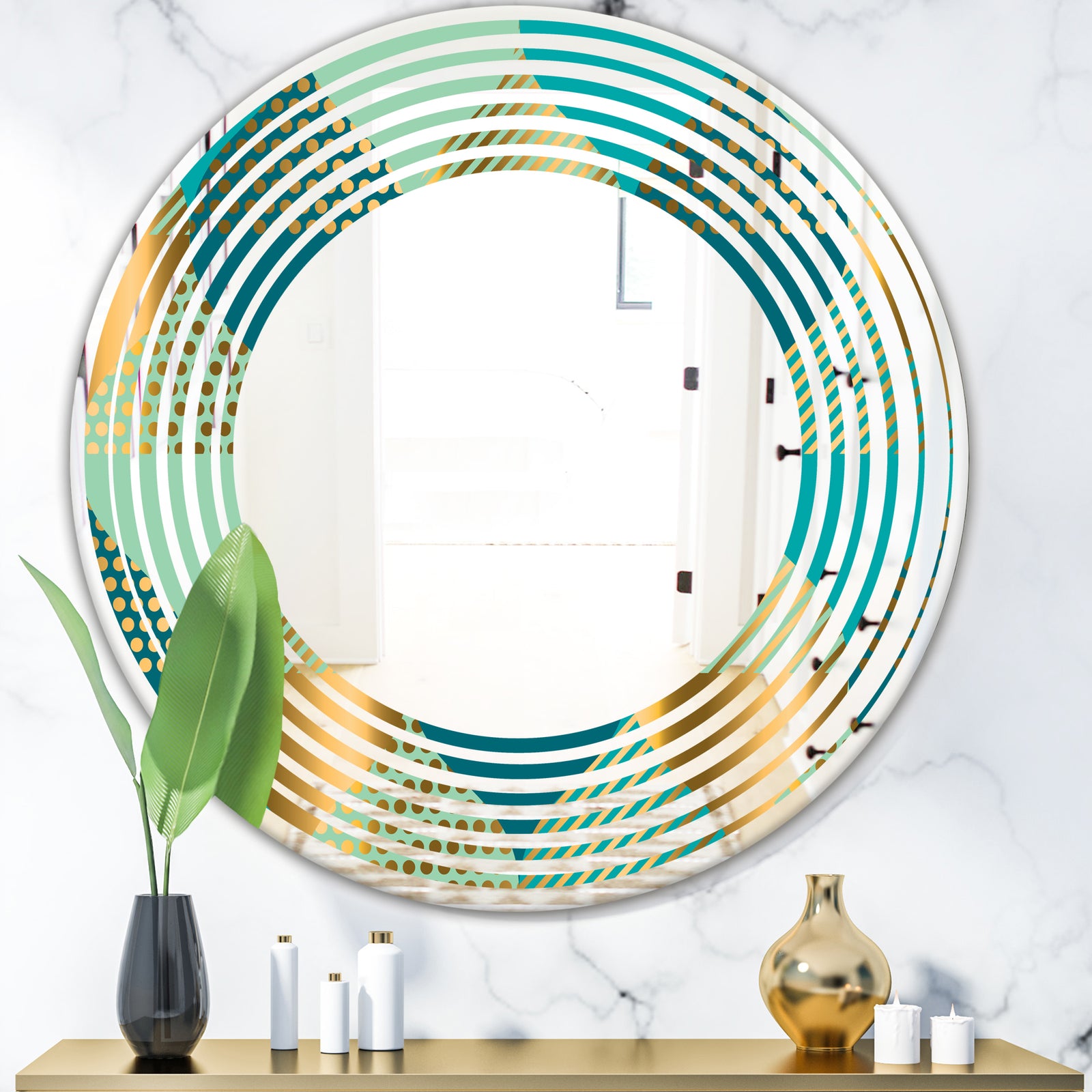 Luxury Retro Drops II - Modern Round or Oval Wall Mirror - Wave