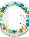 Luxury Retro Drops II - Modern Round or Oval Wall Mirror - Leaves