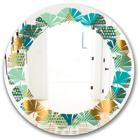 Luxury Retro Drops II - Modern Round or Oval Wall Mirror - Leaves