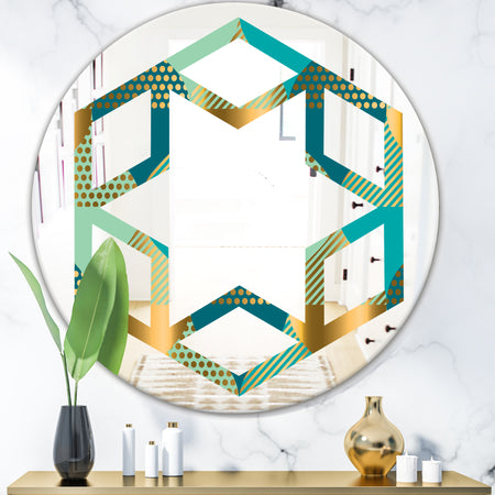 Luxury Retro Drops II - Modern Round or Oval Wall Mirror - Hexagon Star