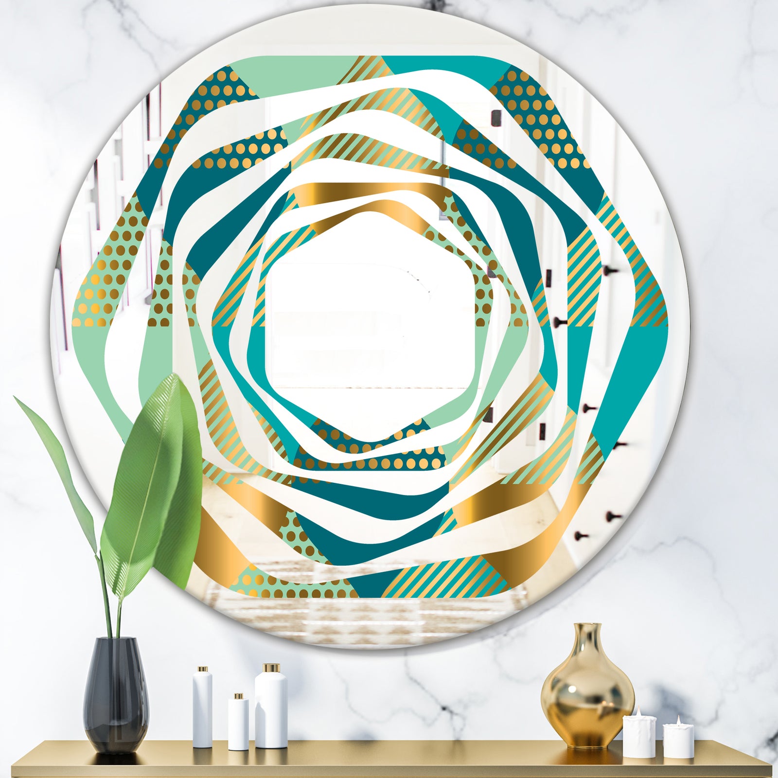 Luxury Retro Drops II - Modern Round or Oval Wall Mirror - Whirl