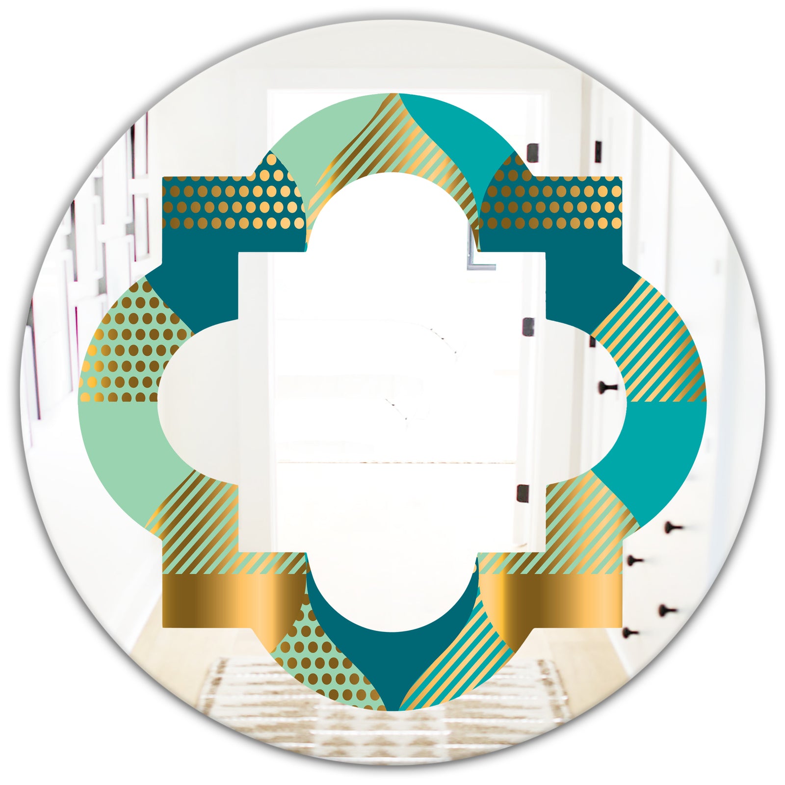 Luxury Retro Drops II - Modern Round or Oval Wall Mirror - Quatrefoil