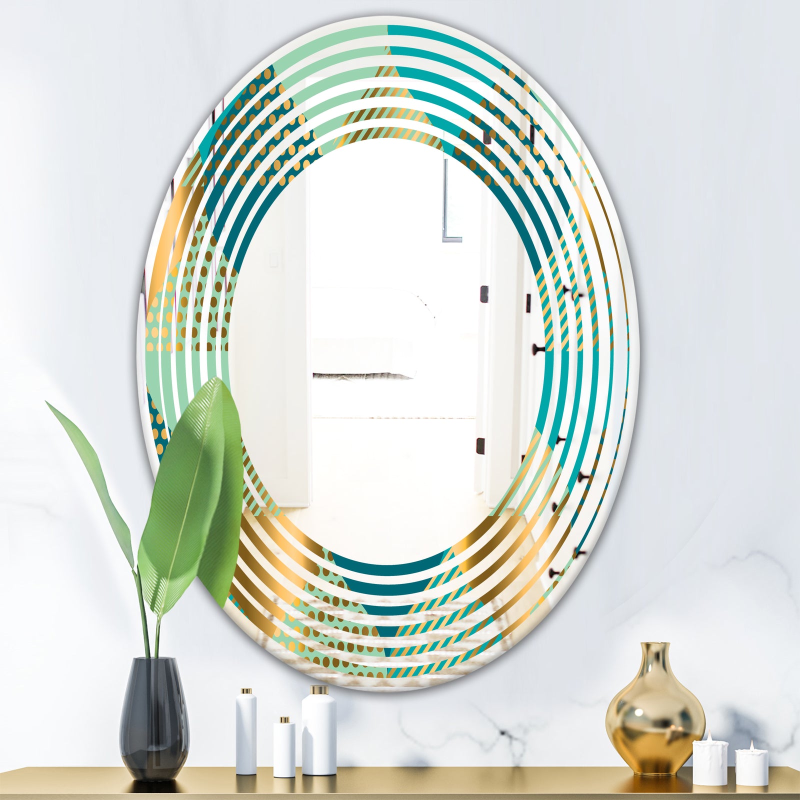 Luxury Retro Drops II - Modern Round or Oval Wall Mirror - Wave