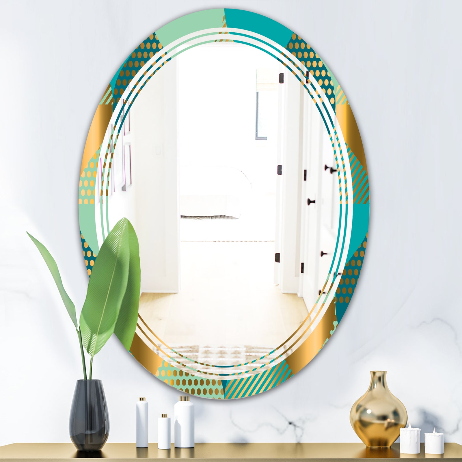 Luxury Retro Drops II - Modern Round or Oval Wall Mirror - Triple C