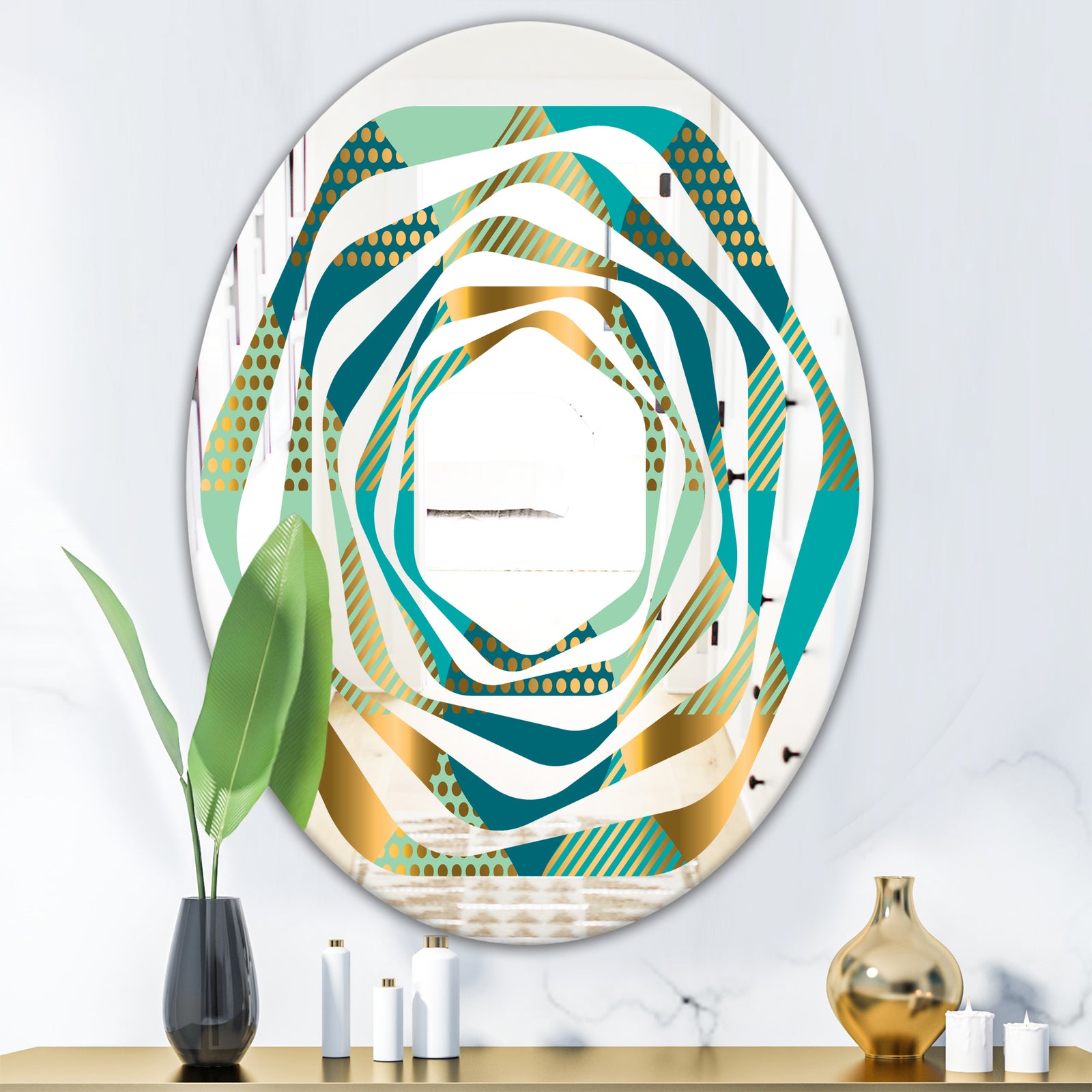 Luxury Retro Drops II - Modern Round or Oval Wall Mirror - Whirl