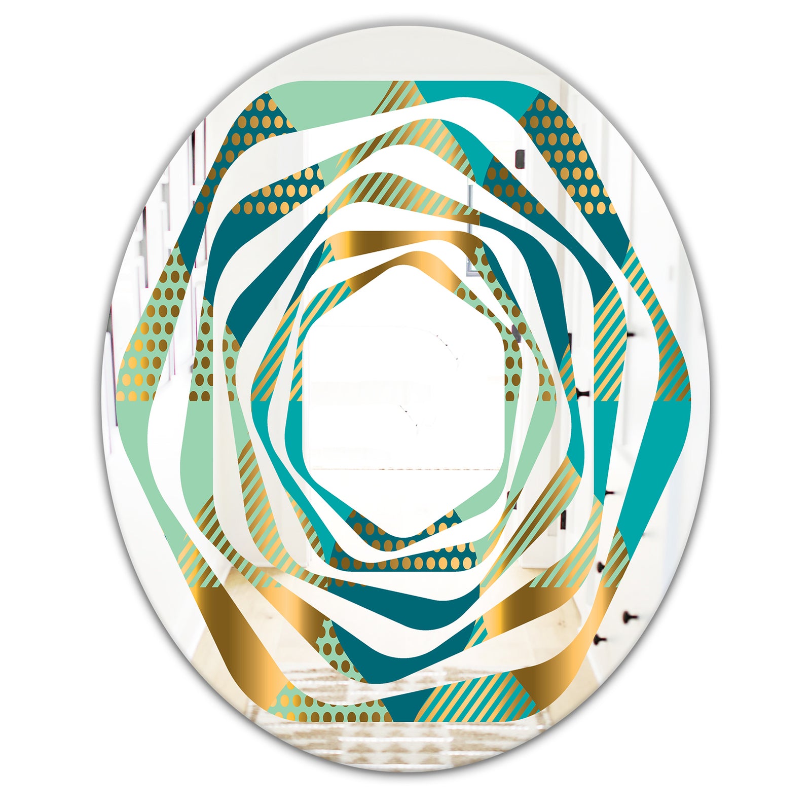 Luxury Retro Drops II - Modern Round or Oval Wall Mirror - Whirl