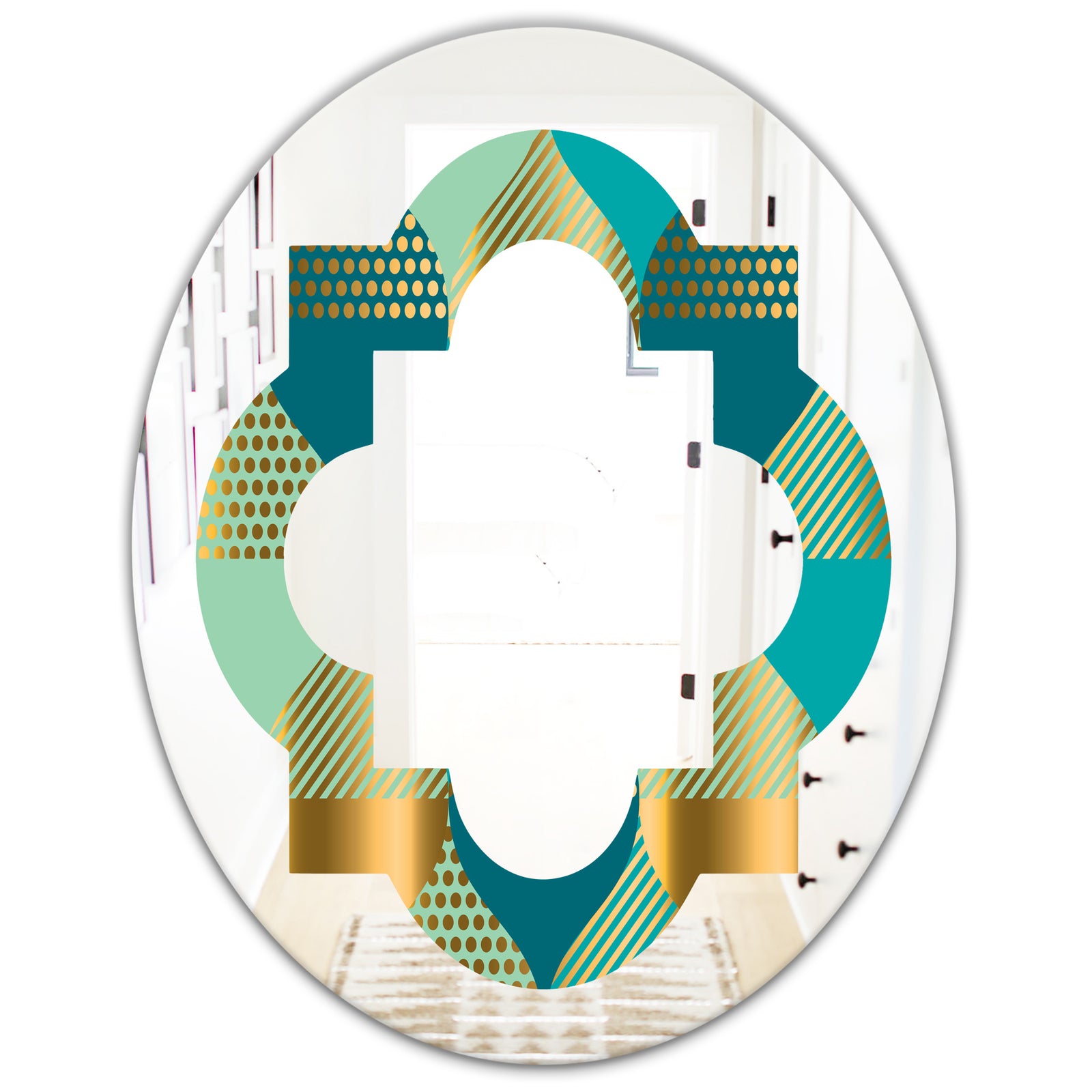Luxury Retro Drops II - Modern Round or Oval Wall Mirror - Quatrefoil
