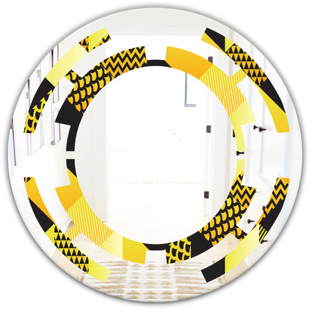Retro Hexagon Pattern II - Modern Round or Oval Wall Mirror - Space