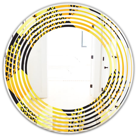 Retro Hexagon Pattern II - Modern Round or Oval Wall Mirror - Wave