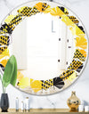 Retro Hexagon Pattern II - Modern Round or Oval Wall Mirror - Leaves