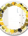 Retro Hexagon Pattern II - Modern Round or Oval Wall Mirror - Leaves