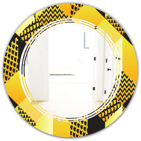 Retro Hexagon Pattern II - Modern Round or Oval Wall Mirror - Triple C
