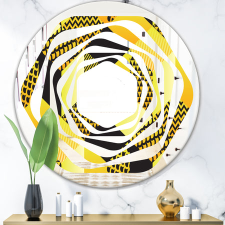 Retro Hexagon Pattern II - Modern Round or Oval Wall Mirror - Whirl