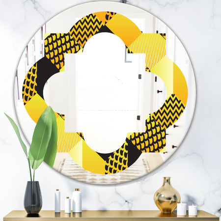 Retro Hexagon Pattern II - Modern Round or Oval Wall Mirror - Quatrefoil