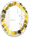 Retro Hexagon Pattern II - Modern Round or Oval Wall Mirror - Leaves