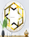 Retro Hexagon Pattern II - Modern Round or Oval Wall Mirror - Hexagon Star