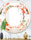 Floral Botanical Retro I - Modern Round or Oval Wall Mirror - Space