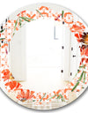 Floral Botanical Retro I - Modern Round or Oval Wall Mirror - Leaves