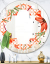Floral Botanical Retro I - Modern Round or Oval Wall Mirror - Quatrefoil