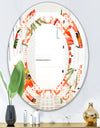Floral Botanical Retro I - Modern Round or Oval Wall Mirror - Space