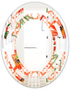 Floral Botanical Retro I - Modern Round or Oval Wall Mirror - Space