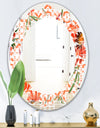 Floral Botanical Retro I - Modern Round or Oval Wall Mirror - Leaves