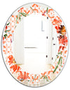 Floral Botanical Retro I - Modern Round or Oval Wall Mirror - Leaves