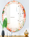 Floral Botanical Retro I - Modern Round or Oval Wall Mirror - Triple C