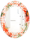 Floral Botanical Retro I - Modern Round or Oval Wall Mirror - Triple C