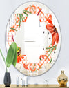 Floral Botanical Retro I - Modern Round or Oval Wall Mirror - Quatrefoil