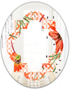 Floral Botanical Retro I - Modern Round or Oval Wall Mirror - Quatrefoil