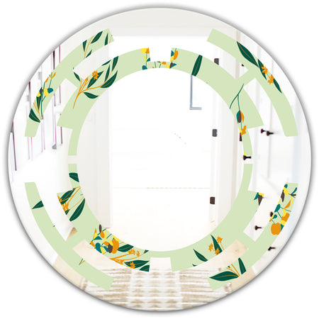 Bright Eucalyptus Floral Pattern III - Cottage Round or Oval Wall Mirror - Space