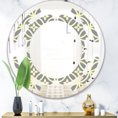 Retro Ornamental Pattern II - Modern Round or Oval Wall Mirror - Space