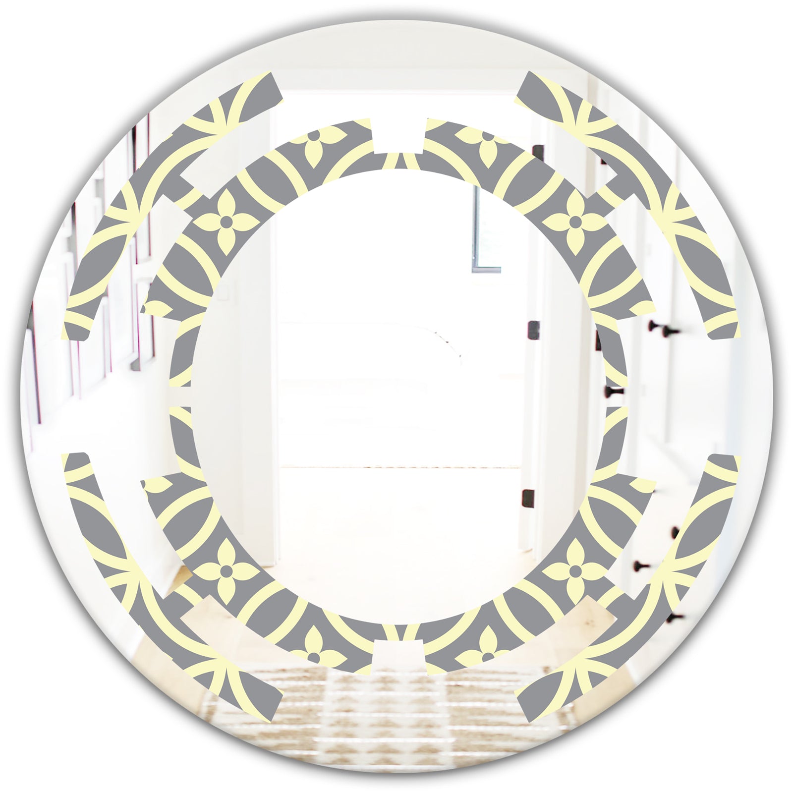 Retro Ornamental Pattern II - Modern Round or Oval Wall Mirror - Space