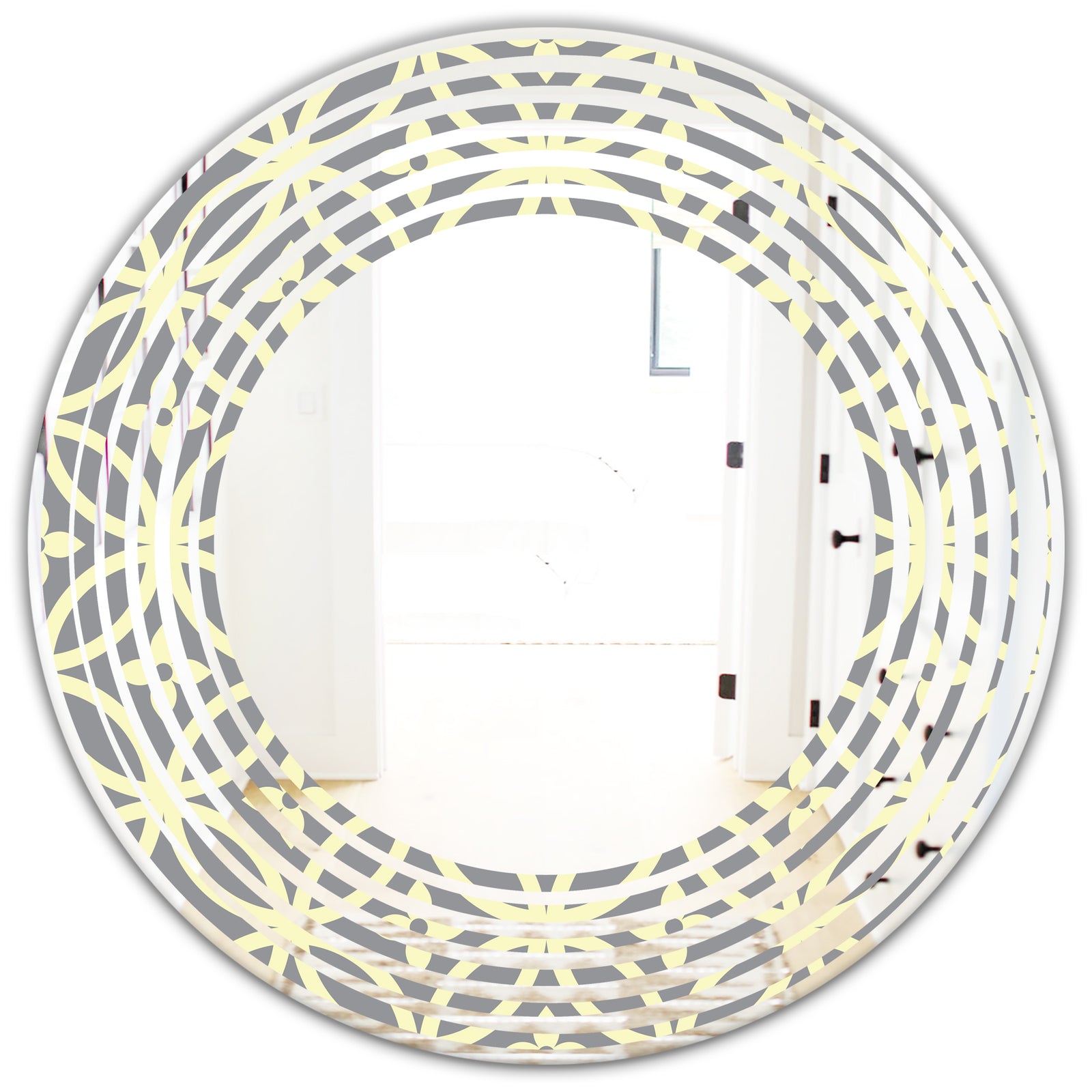 Retro Ornamental Pattern II - Modern Round or Oval Wall Mirror - Wave