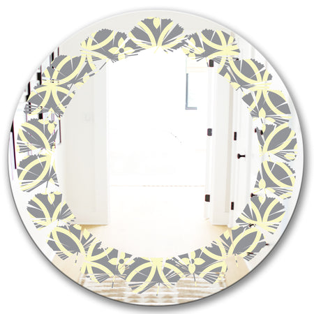 Retro Ornamental Pattern II - Modern Round or Oval Wall Mirror - Leaves
