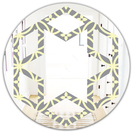 Retro Ornamental Pattern II - Modern Round or Oval Wall Mirror - Hexagon Star