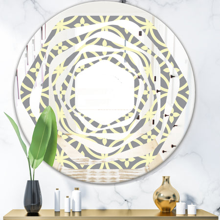 Retro Ornamental Pattern II - Modern Round or Oval Wall Mirror - Whirl