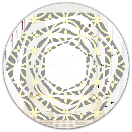 Retro Ornamental Pattern II - Modern Round or Oval Wall Mirror - Whirl