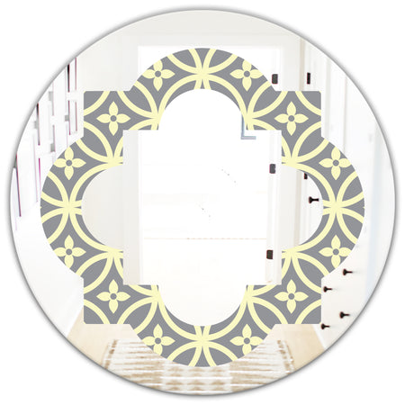 Retro Ornamental Pattern II - Modern Round or Oval Wall Mirror - Quatrefoil